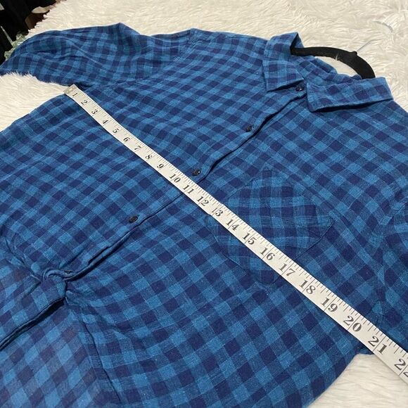 Rails Val Gingham Button Down in Indigo Coast Blue Black Large - Picture 4 of 7